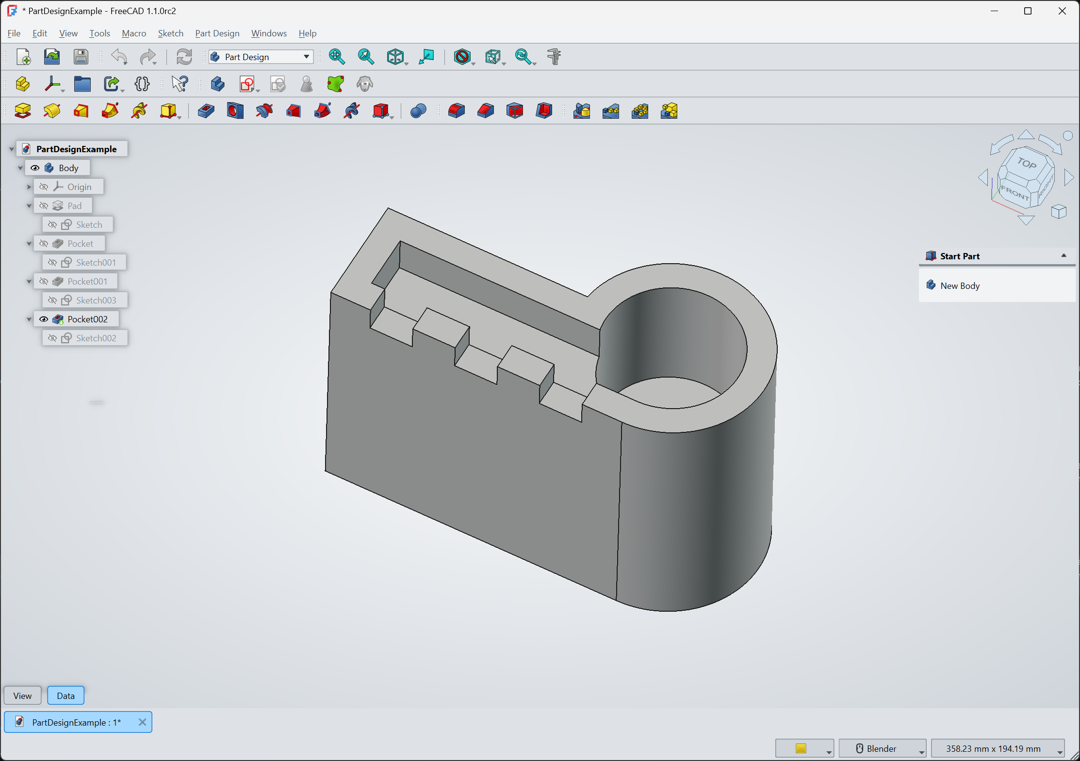 FreeCAD's main panels in overlay mode, showing the translucent floating tree that the overlay stylesheet targets