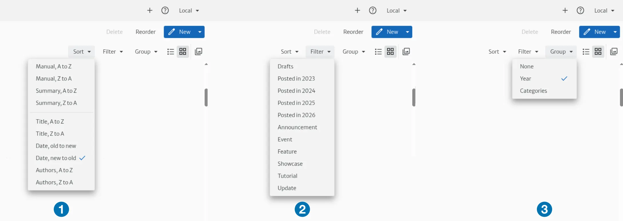 View options