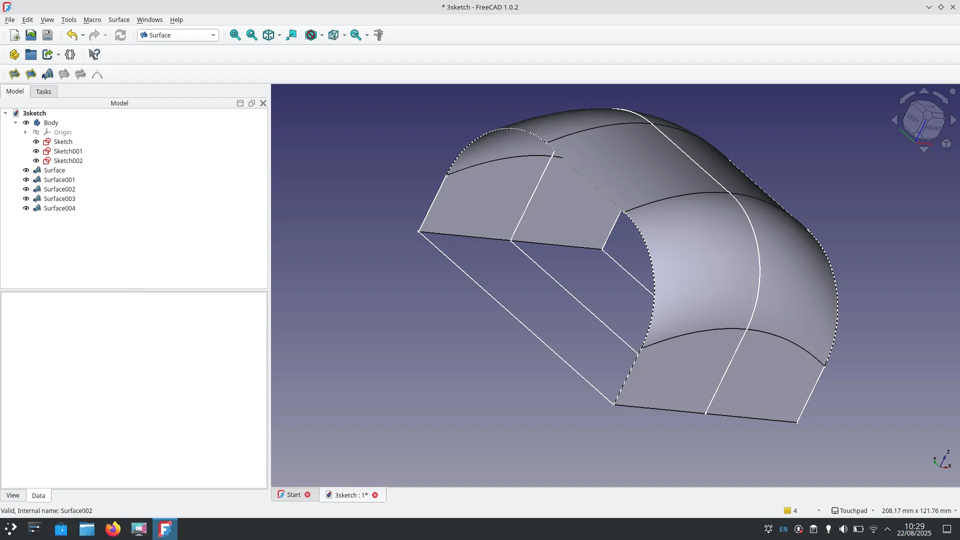 Curve section surfaces complete