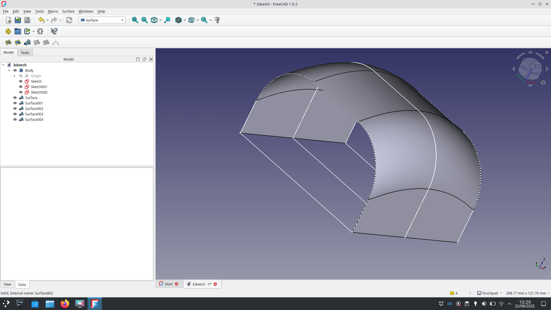 Curve section surfaces complete