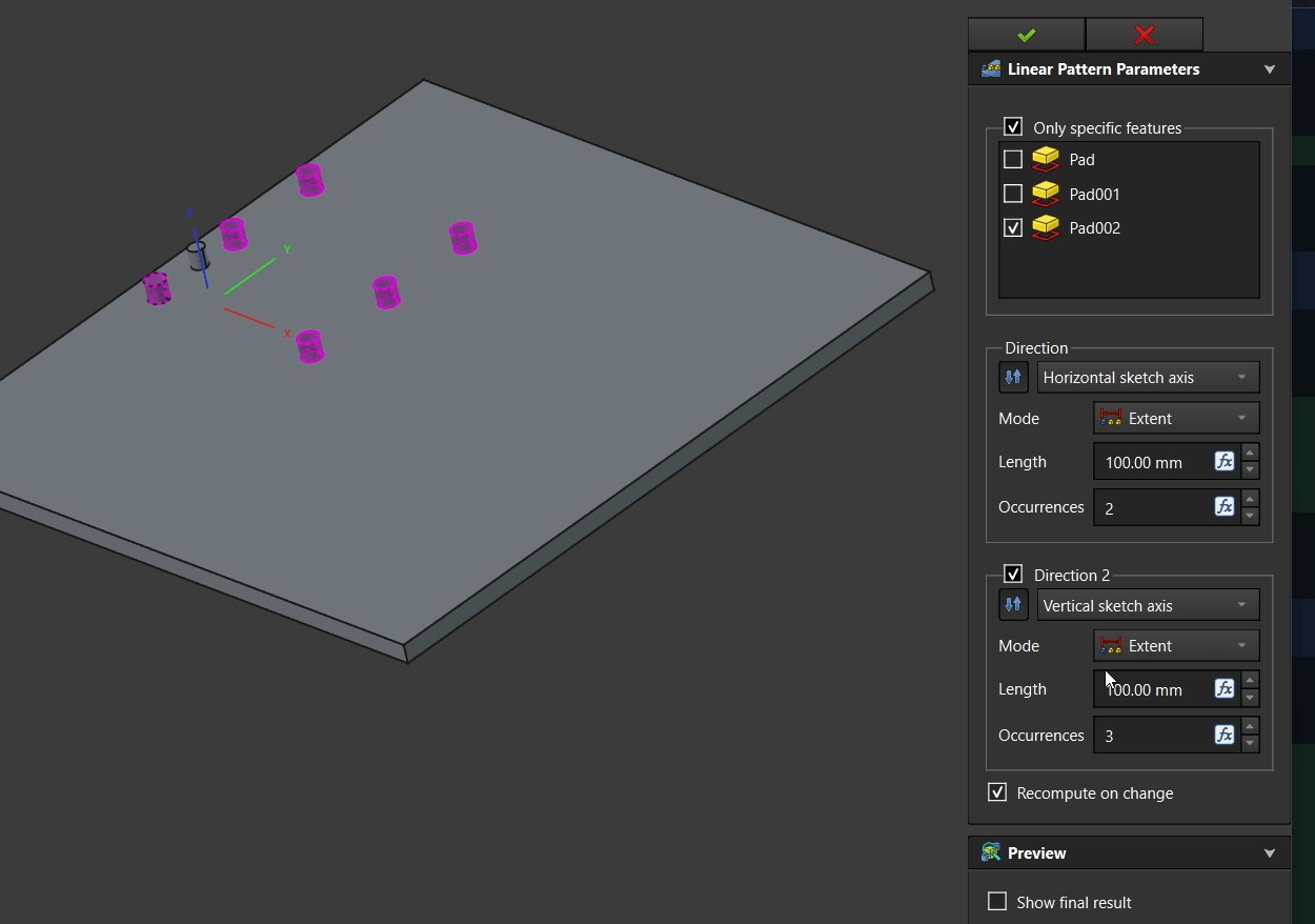 Second direction linear pattern