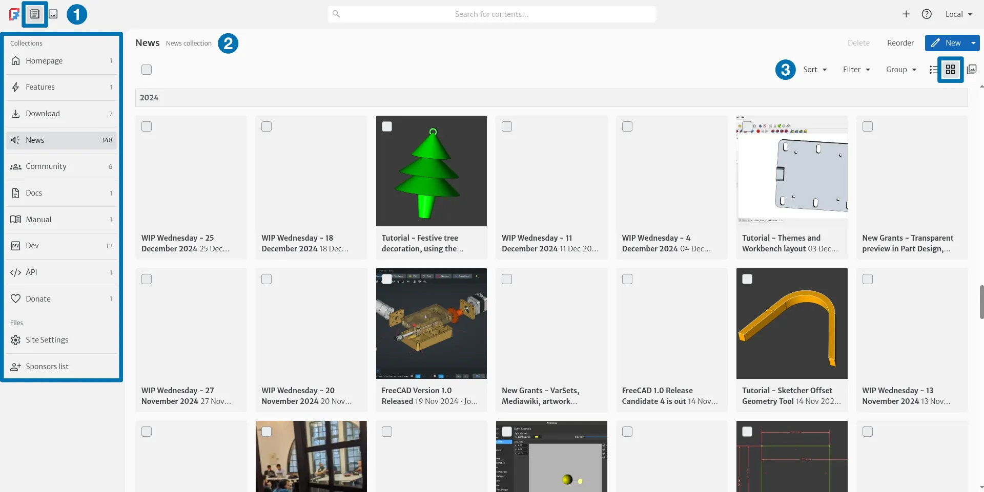 Collection large thumbnails view
