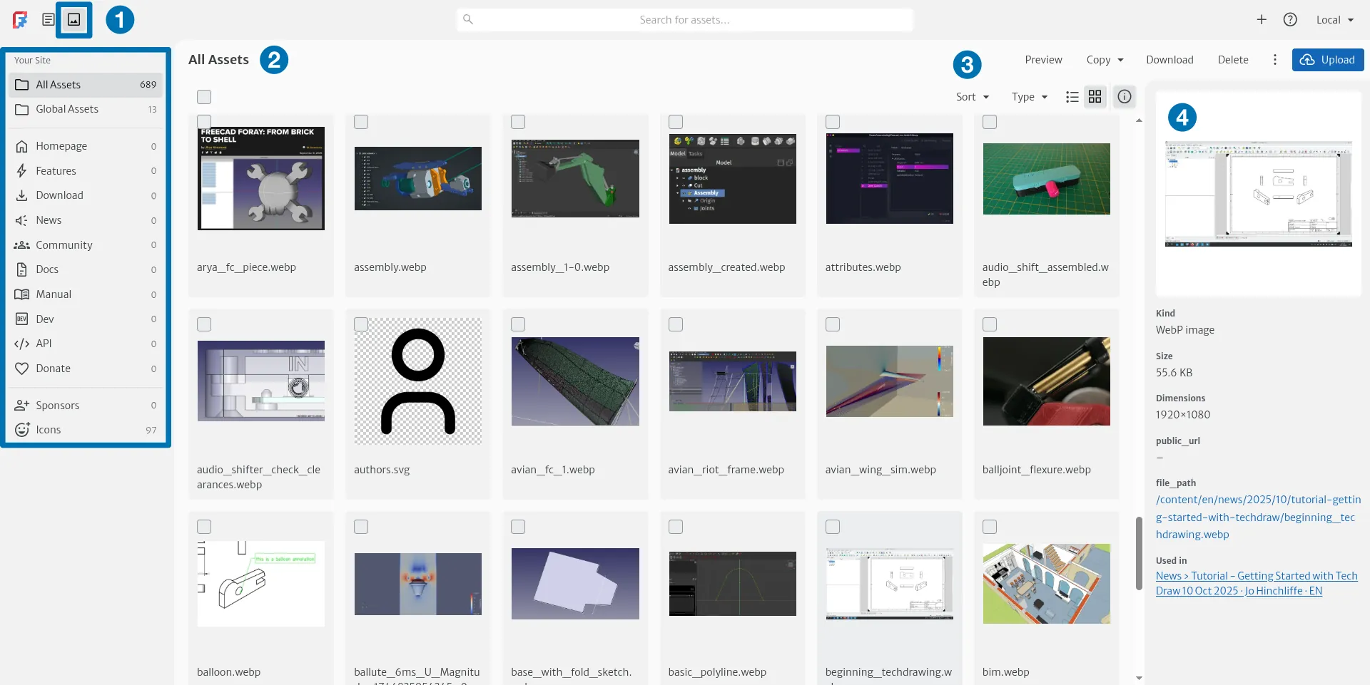 Assets tab