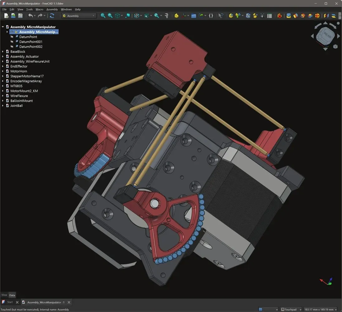 Forged in FreeCAD - XYZ Micro Manipulator for Sub Micron Motion Control