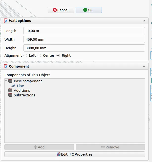 BIM Wall task panel
