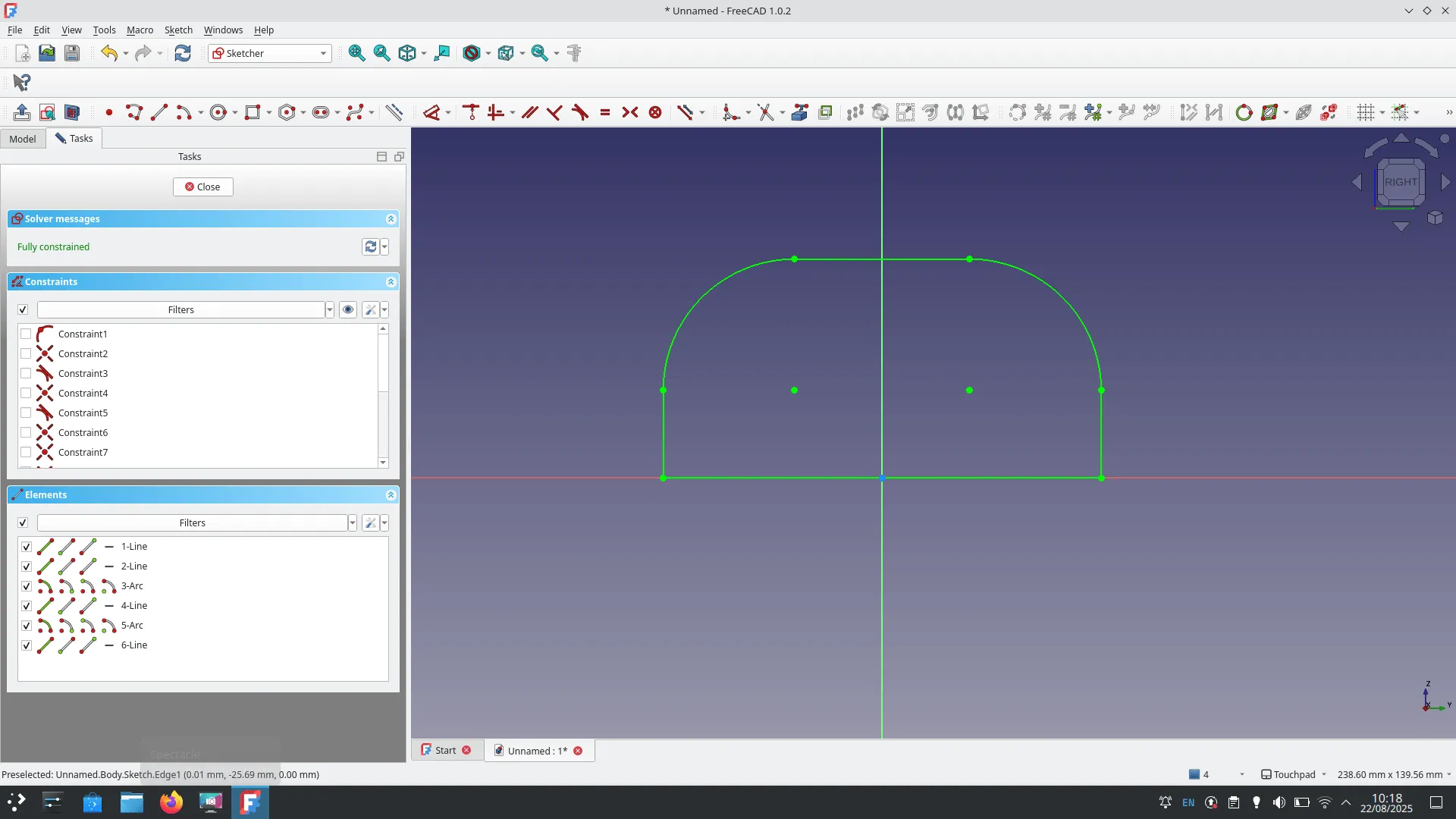 Sketch in xz plane