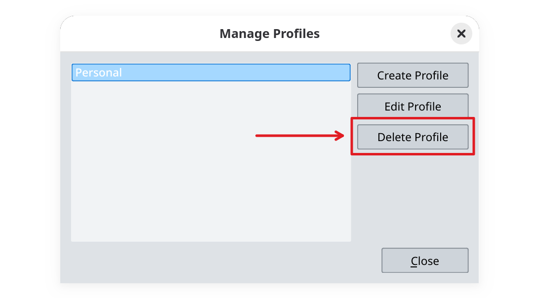 Click on Delete Profile