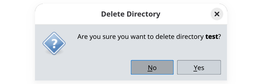 Confirm directory deletion