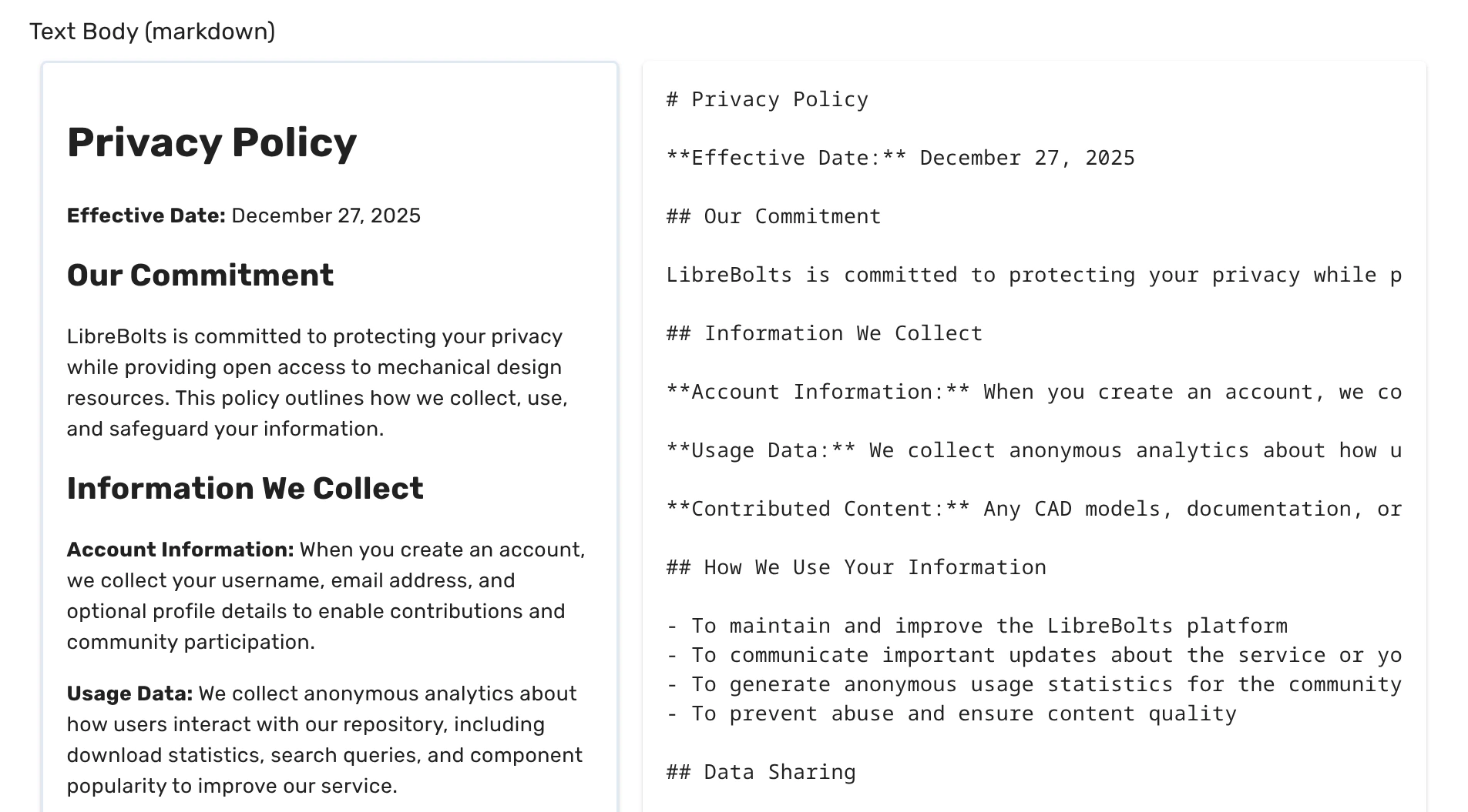 privacy policy preview