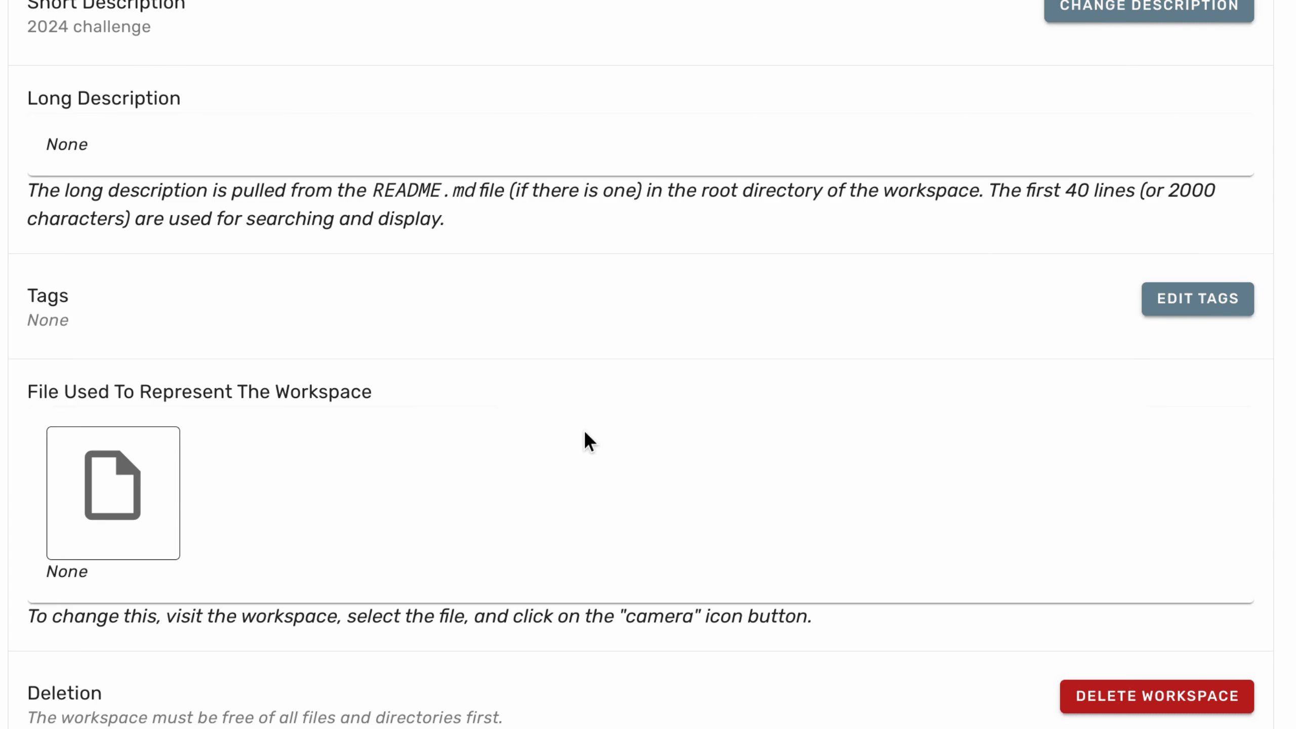Delete a workspace, step 3